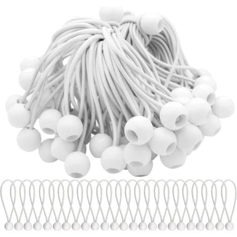 Sæt med 50 Elastiske Strammere Elastiske Snore med Kugler Sandow Elastik Kugler Elastikker til festtelte, telte, bannere og presenninger/NC/