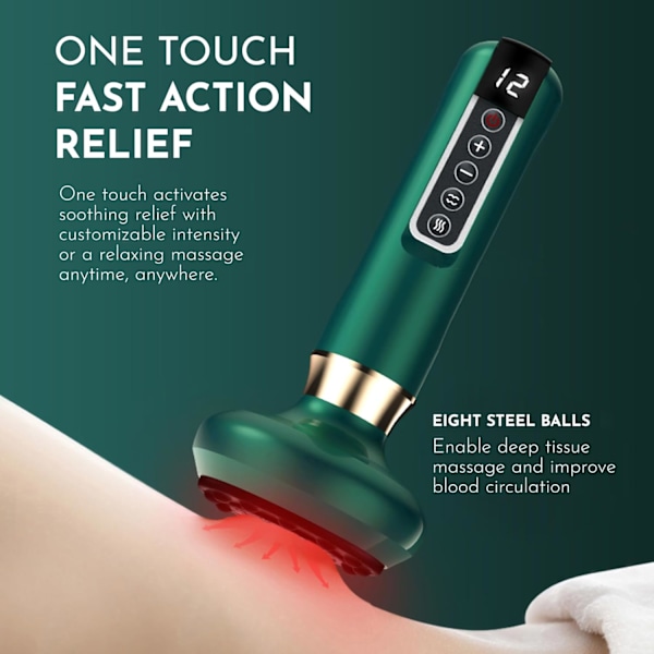 /NC/Koppningsset, Gua Sha Massage, Tryckavlastande Uppvärmning Tryckavlastning 12 Lägen, Smart Koppning Bärbar, Laddningsbar Koppningsmassageverktyg 12 gears green Red light