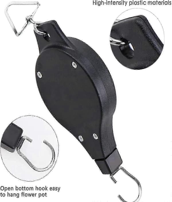 4-pack Plant Roller Retractable Plant Hook Roller Adjustable Plant Hanger Hanging Flower Basket For Garden Baskets Pots