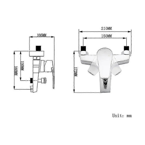 Badekarbatteri Bade-/dusjbatteri Krom Messing Blandebatteri