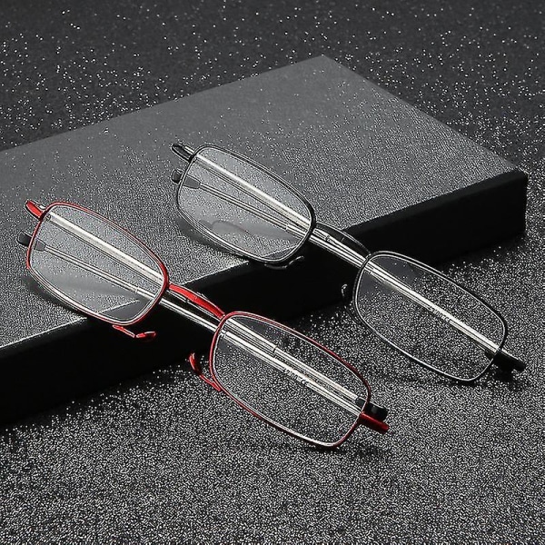 Secure Fit Armless Ultralätt hopfällbara läsglasögon med Universal Pod case