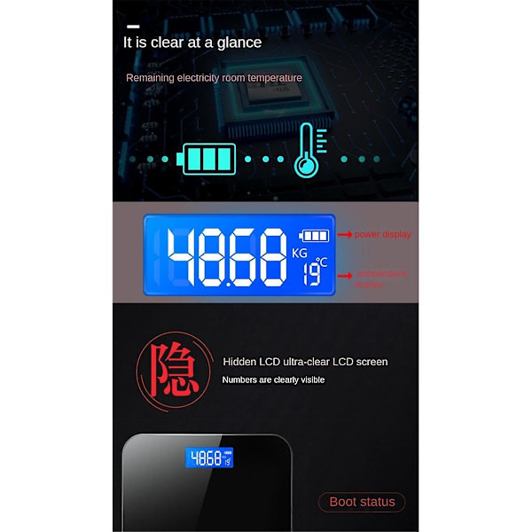Badrumsvåg för kroppsvikt, Högprecisions Digital Vågningsmaskin LED-display Elektronisk Viktvåg_ NN