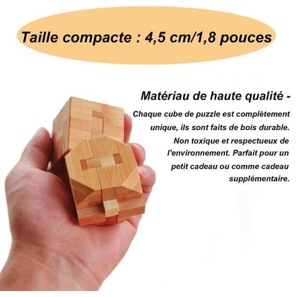 {NT}9 Bit Träpussel, Pusselspel - 3D - 4,5 cm - Intellektuellt Testspel Pedagogisk Leksak Gåva för Vuxna och Barn