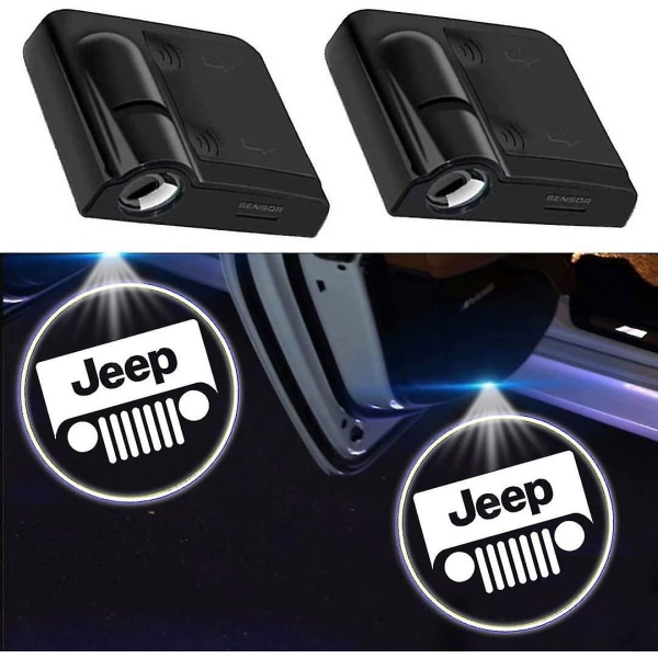 2st för Jeep Dörrljus Logotyp Projektor Universal Trådlös Dörr Led Projektorljus