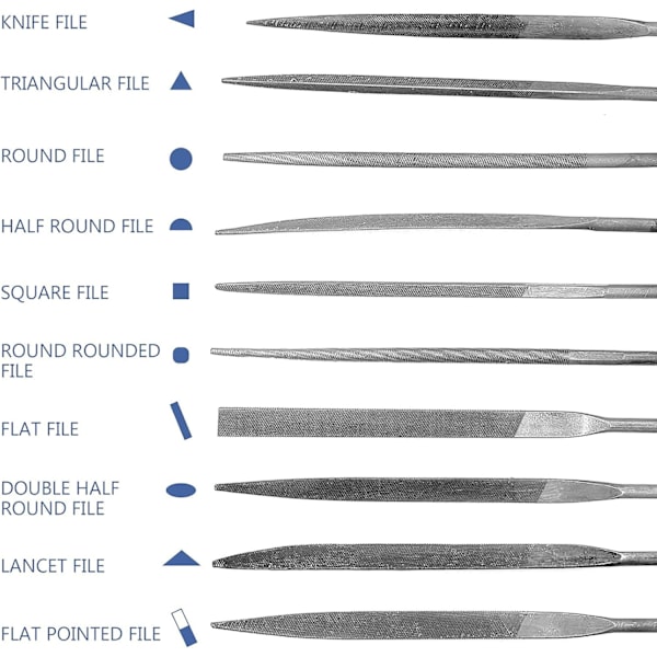 10 st Mini Diamantfilset 140 mm Total Längd Diamantfil