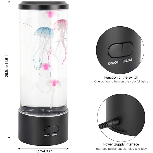 Manetlampe, Manet Lavalamp Akvarium Manetlampe LED-lys 7 farver med USB til børns soveværelse julegave fødselsdagsgave