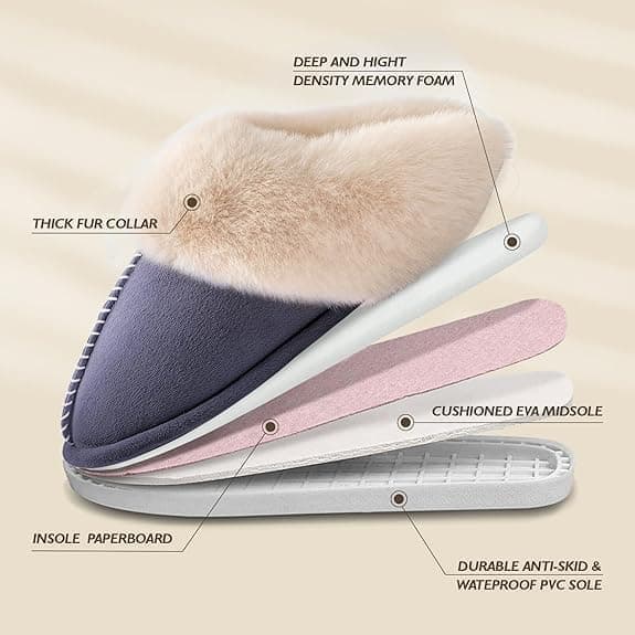 Damtofflor - Mjuka tofflor med memory foam - Varma inneskor