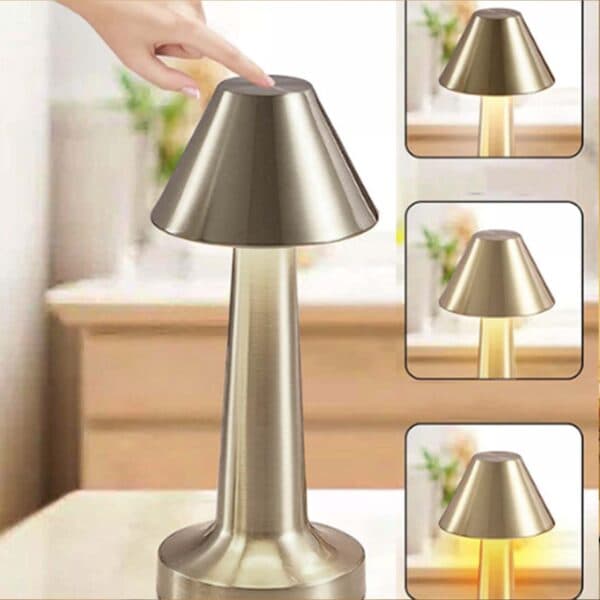 Retro Oppladbar Bordlampe i Metall Dimmer Gull