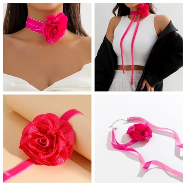 Dame Halskjede Halssmykker ROSE RØD rose rød