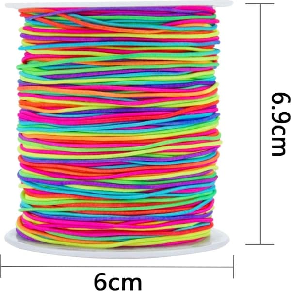 Tynn Elastisk Snor Regnbue Elastisk Ledning 1mm Fargerik Elastisk