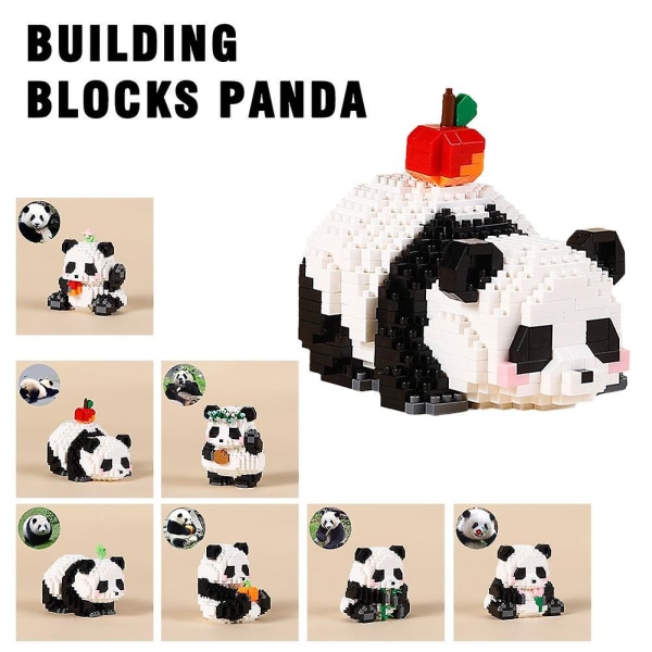 Panda byggstenar Söt tecknad set Pedagogisk leksak för barn pojkar flickor Creeping