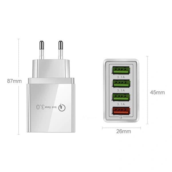 4x Mobillader / Lader - USB Vegglader - Hurtiglader 60
