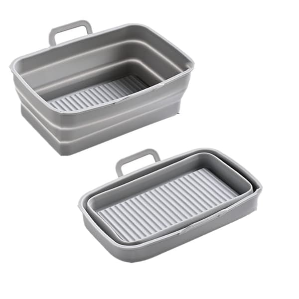 [NT] Hopfällbar fyrkantig Air Fryer silikonform 19,5x12,7x7 cm Grå