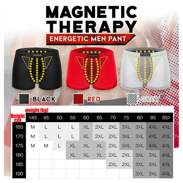 Men's Energy Field Thpy Pants Magnetic Male Underwear Boxer 2XL Red