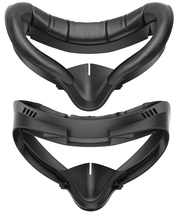 VR-headset ansigtsgrænsefladeudskiftning, åndbar PU-læderpolstring, silikone næsebeskytter, til Valve Index VR-gaming, sort
