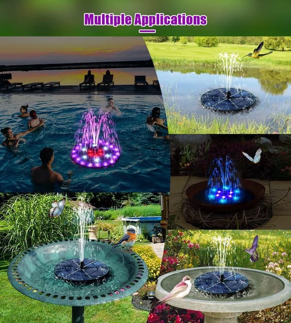 Solarfontene med 60 LED-lys