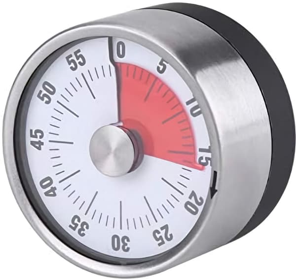 Mekanisk timer – rustfrit stål, køkken/lærer kontor, påmindelse (hvid)