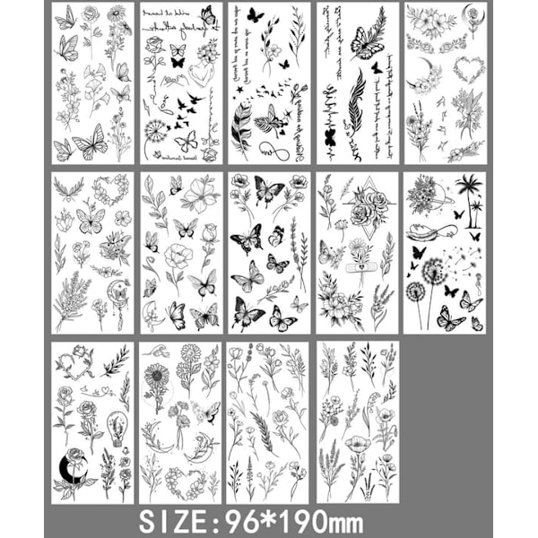 [NT] Store midlertidige fake tatoveringer 14 stk.