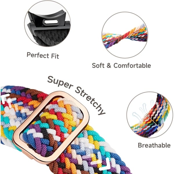 [NT] Flätat armband för Galaxy Watch 7/6/5/4/FE, One Click No Gap Classic-armband för kvinnor/män, stretchigt elastiskt tyg i nylon Sport Loop