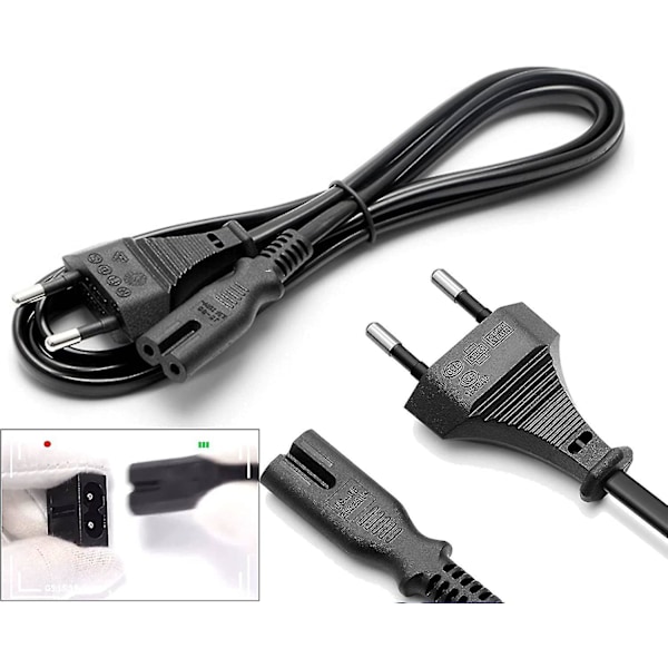 IEC C7 Virtajohto 1,5m Musta, Euro-pistoke Figuuri 8 Virtajohto Samsung Philips Lg Sony TV:lle, Ps4:lle, PC-näytölle, DVD:lle