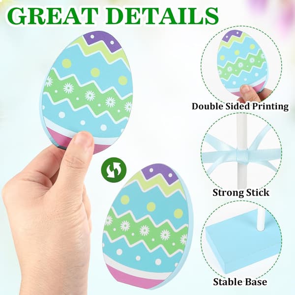 Three-piece multi-layered Easter tray decoration set, wooden Easter egg ornaments, suitable for Easter home, farmhouse and kitchen decorations. 1