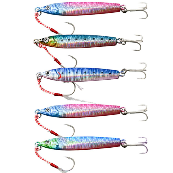 5 stk 30g/40g sakte fall pitch fiske lokker metall flat fiske jigger synkende jigg agn for saltvannsfiske