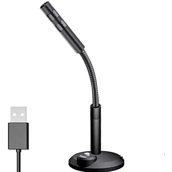 USB-datormikrofon, USB-datormikrofon med mute-knapp och LED-indikator, Plug & Play, kompatibel med Mac/Windows
