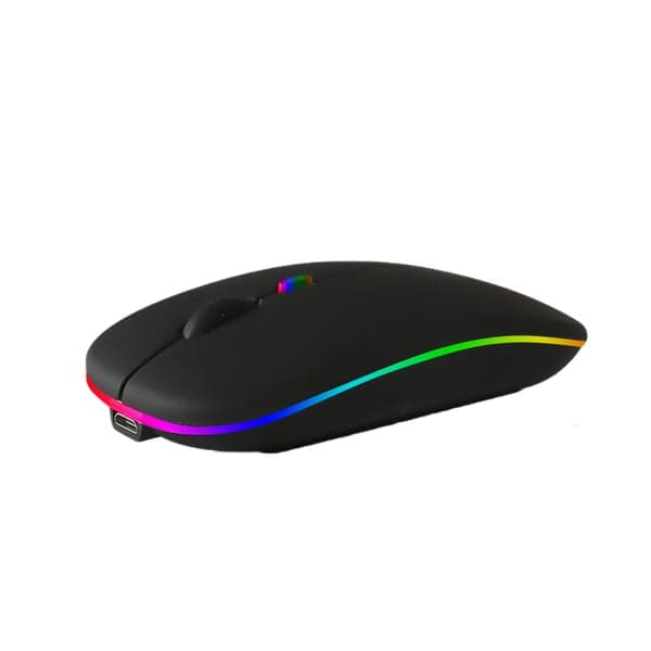 Trådløs mus - 2,4G + Bluetooth, dobbel modus, belyst svart