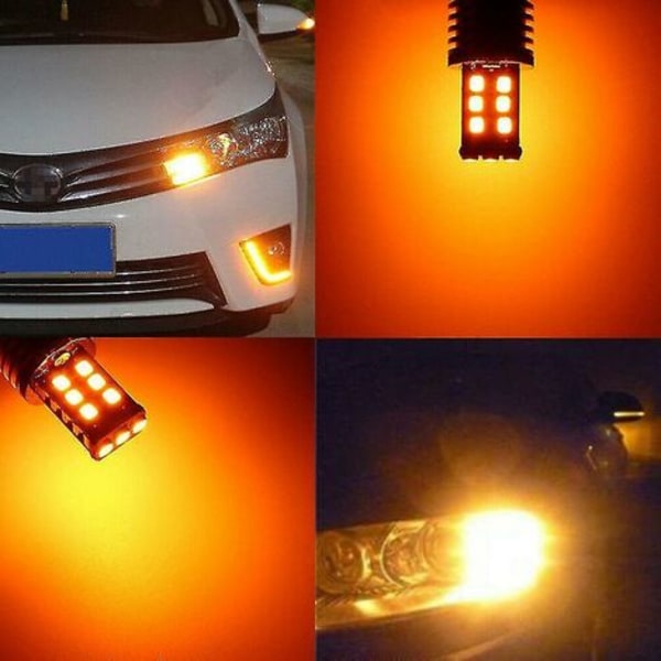 2x Amber/Gul 1156 Ba15s 2835 15w Bil LED Blinkersljuslampor，HANBING