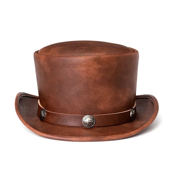 Steampunk cylinderhat, magiker cylinderhat, bowlerhat, kunstlæder