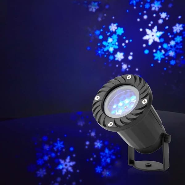 Dekorativt Lys | LED-projektor for snøfnugg | Hvite og blå iskrystaller | Innendørs eller Utendørs_NN