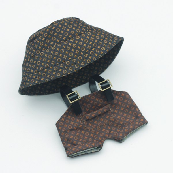 /NC/Høj Kvalitet Engros Luksus Designer Labubu Tøj med Bucket Hats 2-delt Sæt Outfit Labubu Beklædning GG A