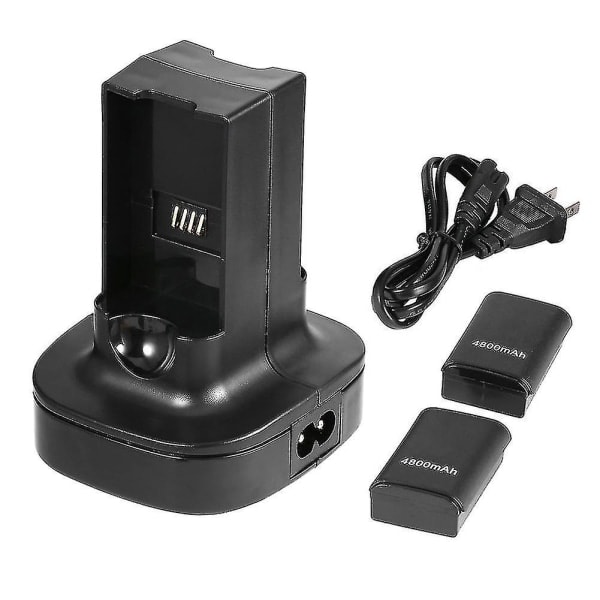 Ladestasjon med base for Xbox 360-kontroller + 2 oppladbare batterier
