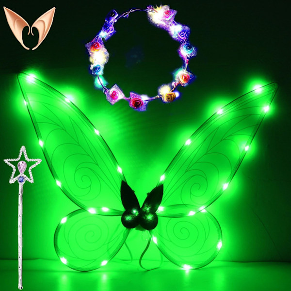 Glitter Fe-vinger for Voksne, LED-Hårbånd for Karneval og Temafester Stjernegrønn/NC/ Stjärngrön Stjärngrön