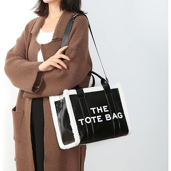 /NN/Canvas Tote Tasker til Kvinder Håndtaske Tote Bag med Lynlås Canvas Crossbody Taske til Kontor, Rejser, Skole