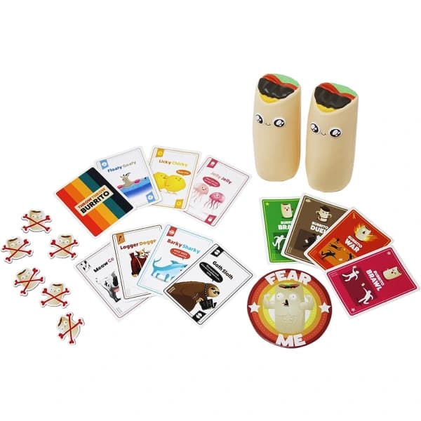 Exploding Kittens Throw Throw Burrito - Korttipeli aikuisille, teini-ikäisille ja lapsille, väistöpalopallokorttipeli, englanti