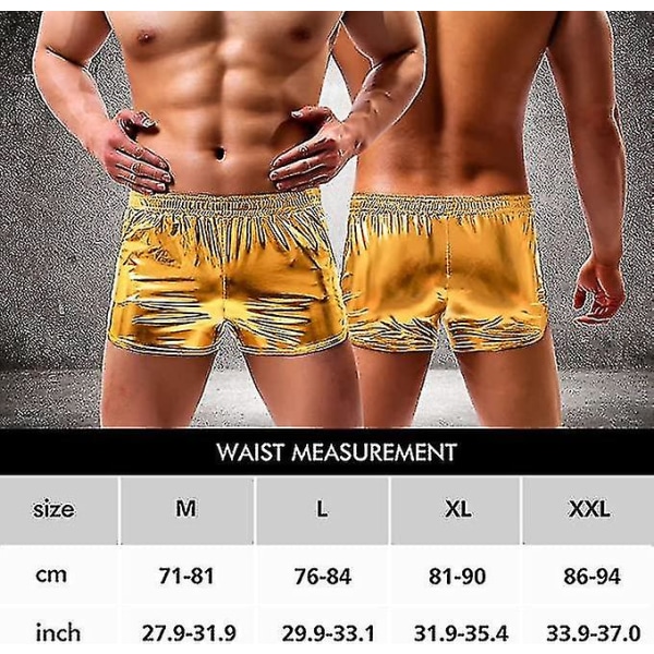 Sexiga metalliska glänsande boxer för män Sparkly Rave Hot Shorts med fickor S Black