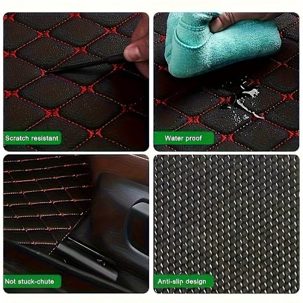 5 stk bilgulvmatter, universelle vanntette gulvmatter for for- og bakseter, PU-skinn bilinteriørtilbehør - WELLNGS Black/NT/