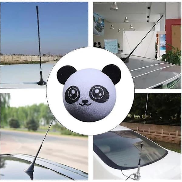 2 stk. Søde Panda Bilantennebolde Bilantenne Topper Lastbilsdekoration EVA Antennebold til de fleste Bilmodeller med Antenne