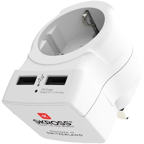 [NT] Matkasovitin Euroopasta Iso-Britanniaan ym. 2xUSB-A 12W Maadoitettu