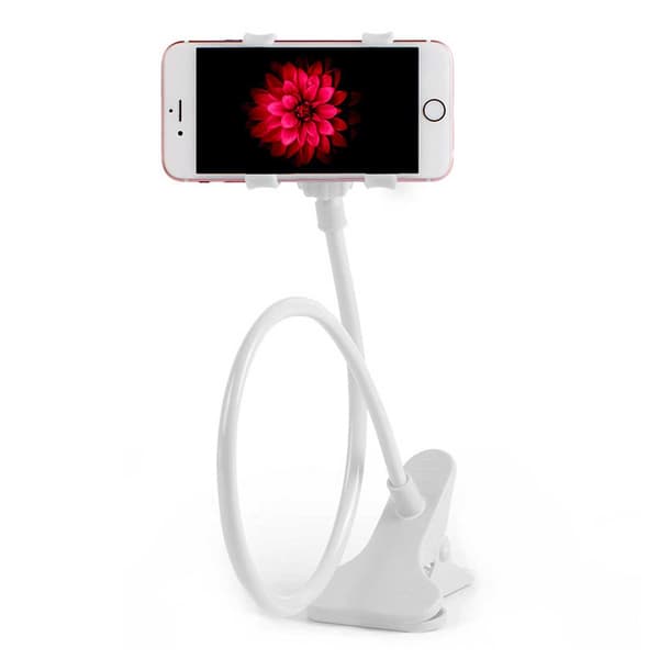 Flexible Mobile Arm with Clamp - Mobile Holder for Table White white