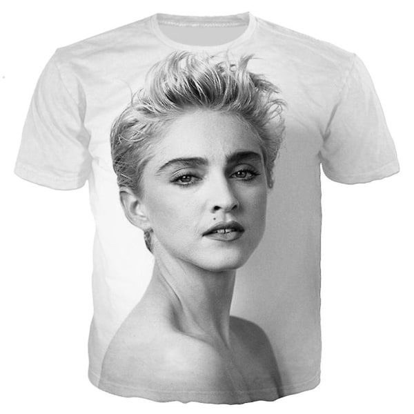 The Queen Of Pop Madonna 3d- printed T-shirt Herr Kvinnor Mode Casual Harajuku Style T-shirt Hip Hop Streetwear Oversized toppar Silver XXS