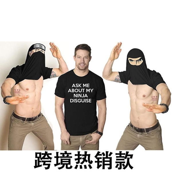 My Ninja Disguise New Exotic Ninja T-shirt Flip Funny Mask Kortärmad L Pig Sprint Black