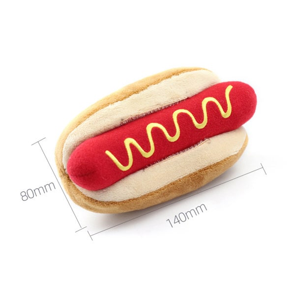 [NT] Tecknad varmkorv hamburger hundleksaker Fyllda gnisslande husdjursleksak Söt plyschpussel för hundar Kattuggla gnisslande gnisslande leksak