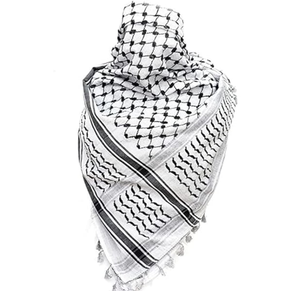 /Hc/Palestinasjal, Keffiyeh, Arafat Hatta, bred med tofsar, Shemagh Keffiyeh Arabisk hundtandsmönster 100% bomull Unisex halsdukar