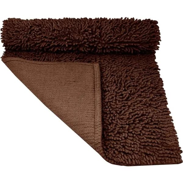 Badeværelsesmåtte Chenille mørkebrun, blød badeværelsesmåtte (50 x 80 cm) kaffe
