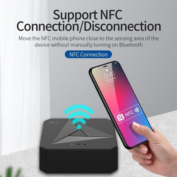 To-i-ett NFC Bluetooth-mottaker, samtale-Bluetooth-sender, 3.5AUX bil-Bluetooth-mottaker, RCA-høyttaler