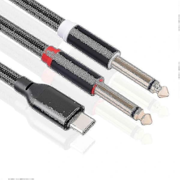 USB-C til Dobbelt 6,35 mm Lyd Stereo Kabel Type C til Dobbelt 6,35 mm Lydkabel Til Smartphone Multimedia