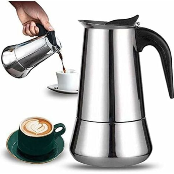 Italiensk kaffebryggare 12 koppar i rostfritt stål kompatibel med alla typer av spisar 12 koppar/NC/