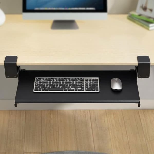 {NT}Tangentbordsstöd - Ospecificerad - Udragbar bricka - 650 mm x 300 mm - Ergonomisk - Lätt att fästa